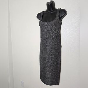 Zara Trafaluc 2017 Metallic Black Sheer Mini Slim Fit Dress Size Small